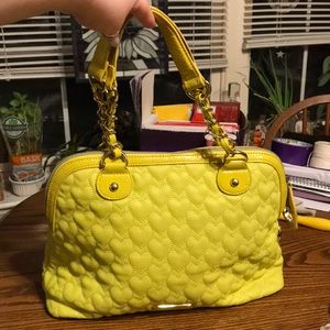 Betsy Johnson Yellow hearts handbag